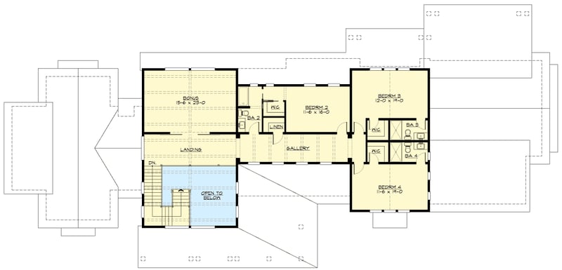 Plan 23782JD: Sprawling Modern Farmhouse Plan with First-Floor Master - Floor Plan - 2nd Floor - Country, Farmhouse, New American, Traditional