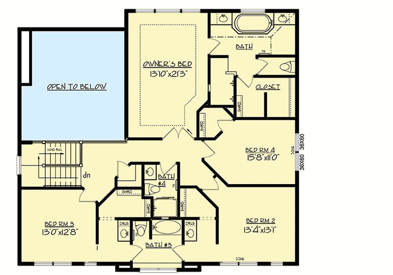Plan 73394HS: Exclusive Two-Story 4-Bed-Plus House Plan - Floor Plan - Second Level - Craftsman, New American, Northwest