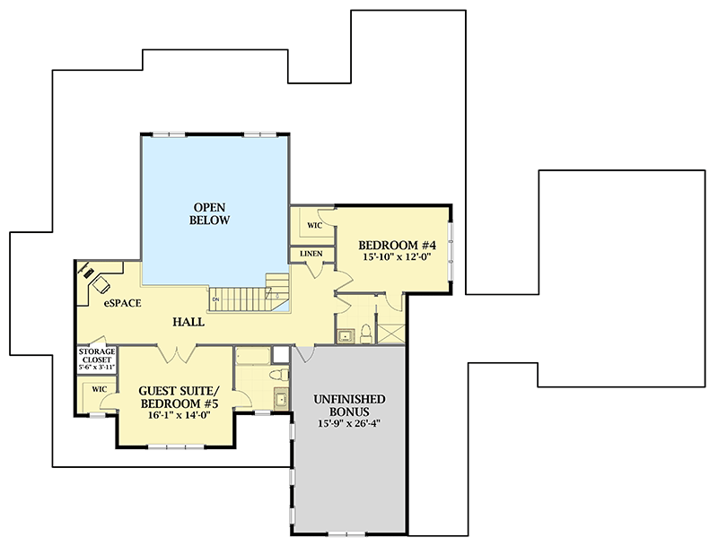Plan 46370LA: Exclusive 5-Bed Modern Farmhouse Plan Front-Facing Garage - Floor Plan - 2nd Floor - Farmhouse