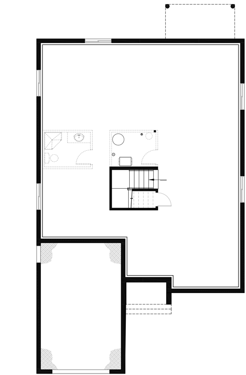 Plan 22537DR: One-Story 2-Bed House Plan with an Open Floor Plan - Floor Plan - Basement - Cottage, Craftsman, New American, Traditional
