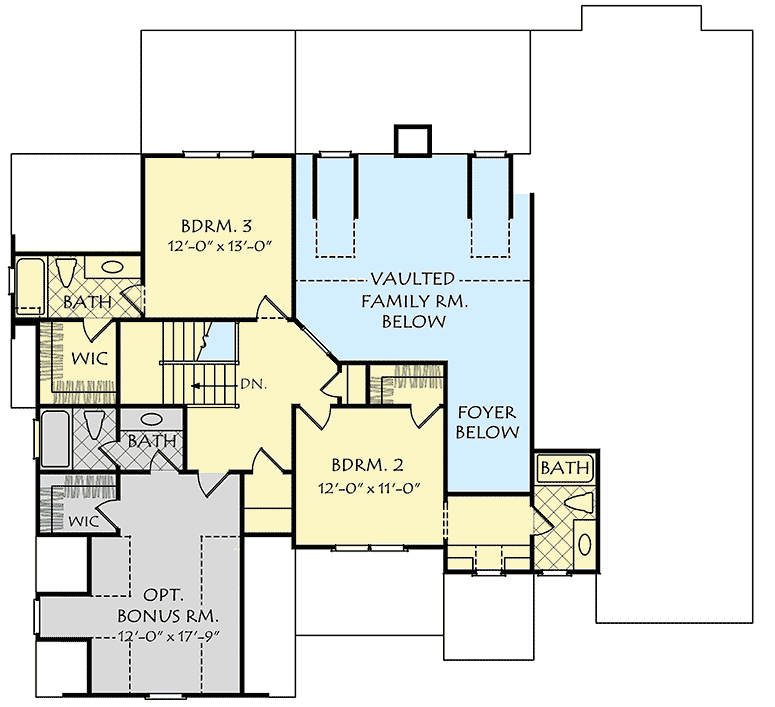 Plan 710002BTZ: Two-Story Mult-Gabled Traditional Home Plan - Floor Plan - 2nd Floor - Southern, Traditional