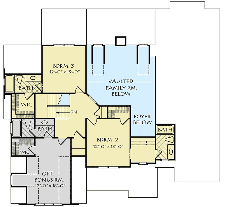Plan 710004BTZ: 2-Story Traditional House Plan with Flexible Floor Plan - Floor Plan - 2nd Floor - European, Traditional, Tudor