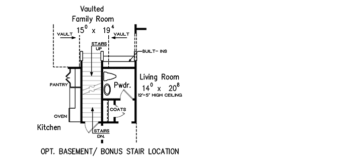 Plan 710038BTZ: Stucco and Stone House Plan with Two Living Rooms - Floor Plan - Basement and Bonus Room Stairs - Southern, Traditional