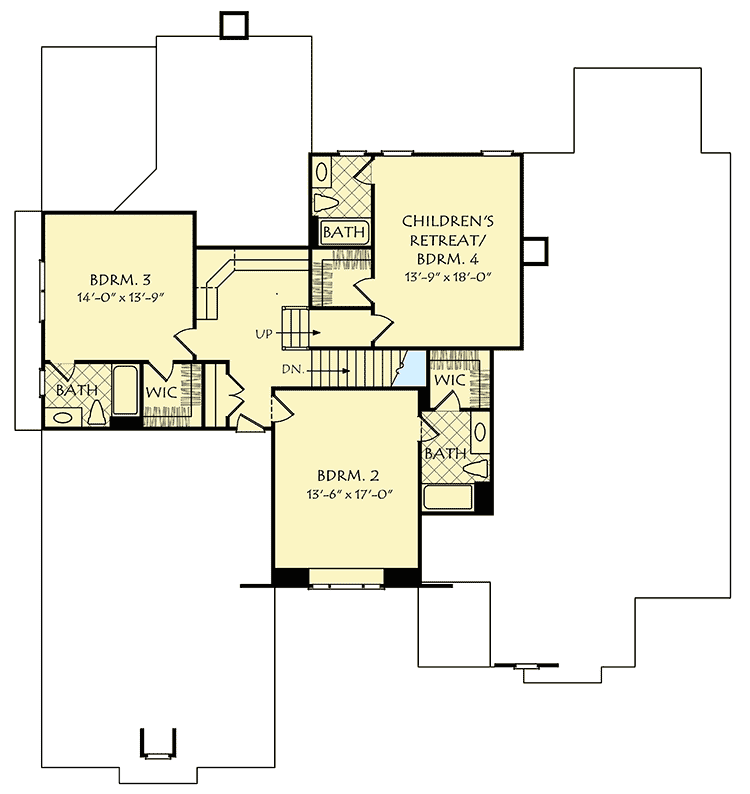 Plan 710044BTZ: Flexible House Plan with Possible Upstairs Children's Retreat - Floor Plan - 2nd Floor - Country, European, Southern