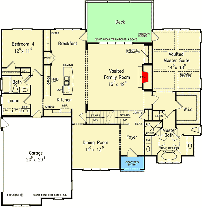 Plan 710054BTZ: House Plan Classic with Side-Entry Garage - Floor Plan - Main Level - Cottage, Country, Southern, Traditional