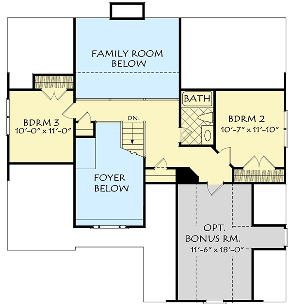 Plan 710055BTZ: 3-Bed Open Concept Traditional House Plan - Floor Plan - 2nd Floor - Southern, Traditional