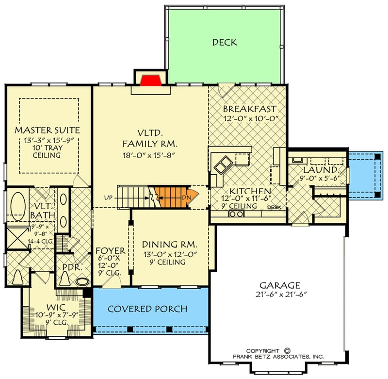 Plan 710066BTZ: Delightful 3-Bed Country Cottage House Plan - 2006 Sq Ft - Floor Plan - Main Level - Country, Southern, Traditional