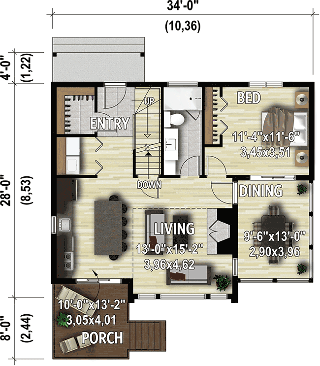 Plan 80954PM: Modern 3-Bed House Plan with Office Loft and Grand Views - Floor Plan - Main Level - Modern, Northwest, Vacation