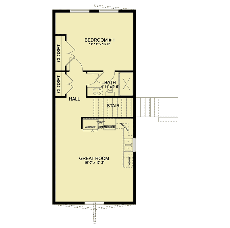 Plan 61320UT: 1-Bed Barndominium with 3-Car Garage on Ground Level - Floor Plan - 2nd Floor - Barndominium, Carriage, Rustic