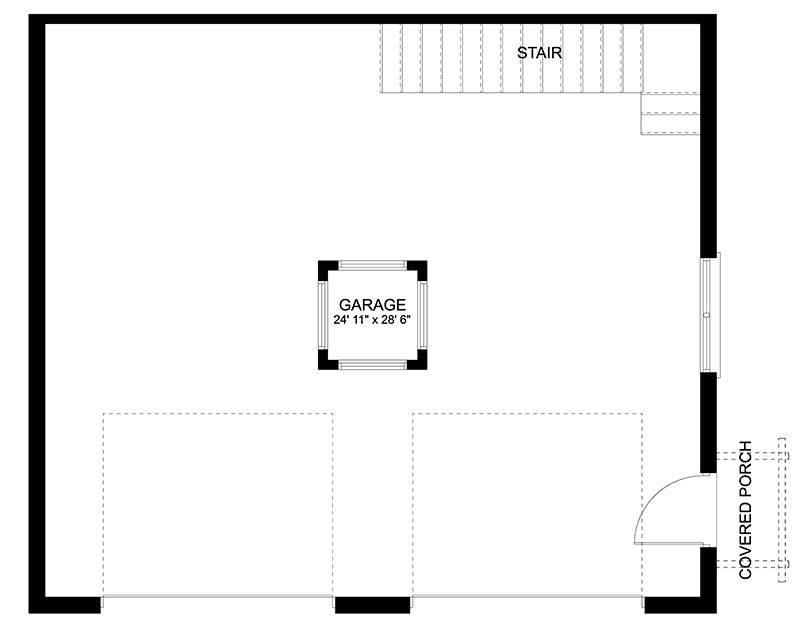 Plan 61321UT: Detached 2-Car Garage with Bonus Room - Floor Plan - Main Level - Carriage, Craftsman