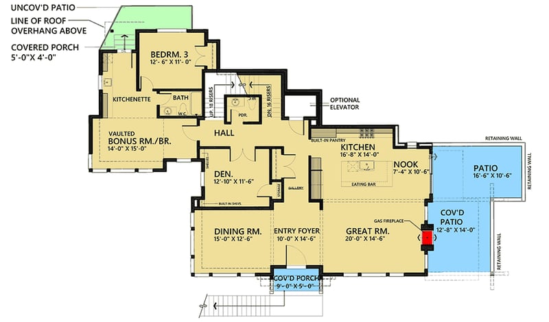 Plan 666039RAF: Modern Home Plan with Drive-Under Garage - 3629 Sq Ft - Floor Plan - Main Level - Contemporary, Mid Century Modern, Modern, Northwest