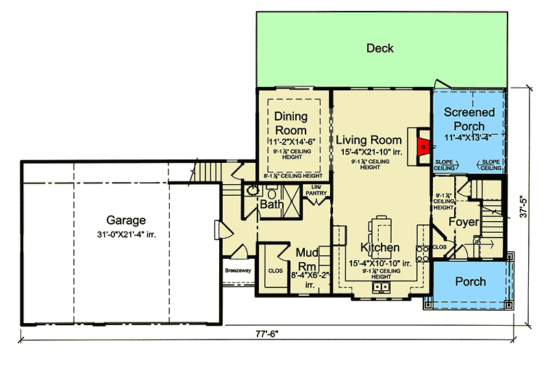 Plan 39280ST: Delightful Two-Story House Plan with Loft Above Garage - Floor Plan - Main Level - Craftsman, Southern, Vacation