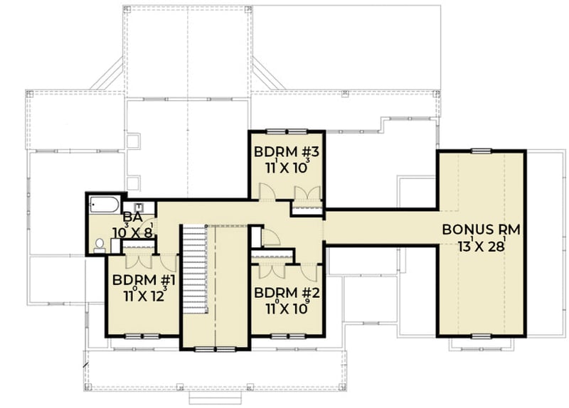 Plan 280029JWD: 4-Bed Modern Farmhouse with Large Bonus Room - Floor Plan - 2nd Floor - Country, Farmhouse, Modern Farmhouse, New American, Traditional