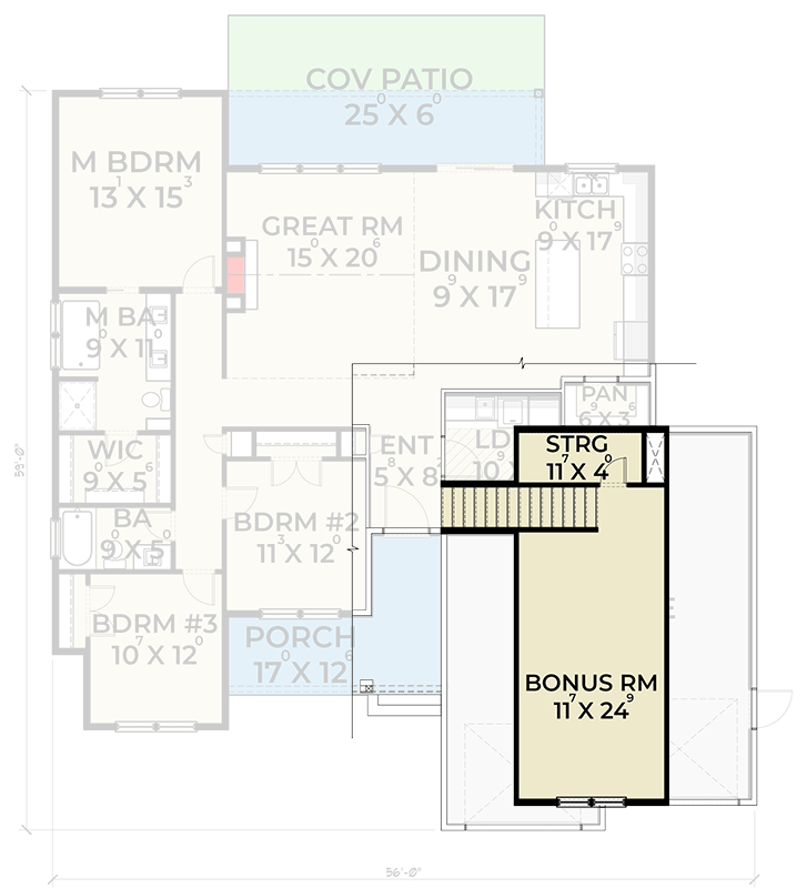 Plan 280030JWD: Ideal 3-Bed New American House Plan with Bonus Level - Floor Plan - Bonus Level - Country, Farmhouse, New American, Northwest