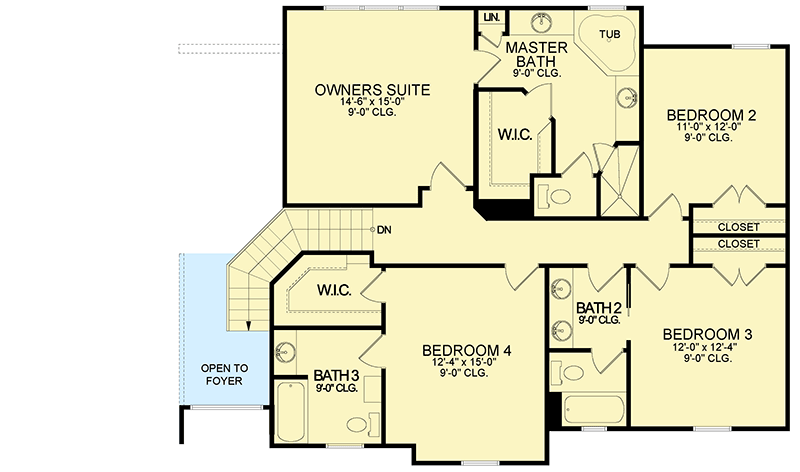 Plan 82252KA: Delightful Two-Story Traditional House Plan with Second-Level Master Bed - Floor Plan - 2nd Floor - Florida-Style, Southern, Traditional