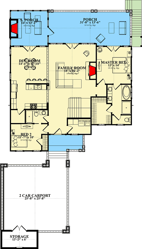 Plan 86320HH: Impeccable New American House Plan Perfect for Waterfront Property - 3062 Sq Ft - Floor Plan - Main Level - Craftsman, New American, Traditional, Vacation