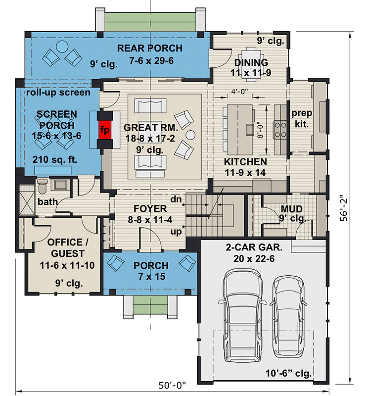 Plan 14678RK: Master-Up Modern Farmhouse Plan 2-Sided Fireplace - Floor Plan - Main Level - Country, Craftsman, Farmhouse, Modern Farmhouse, New American, Traditional