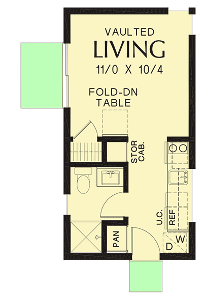Plan 69721AM: Teeny Tiny Home Plan with Vaulted Living Space - Floor Plan - Main Level - Cottage, Vacation