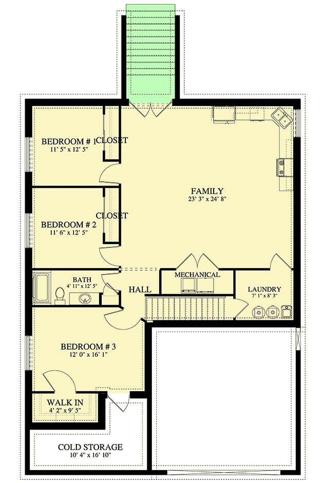 Plan 61322UT: Traditional One-Level House Plan with Main-Level Master - Floor Plan - Lower Level