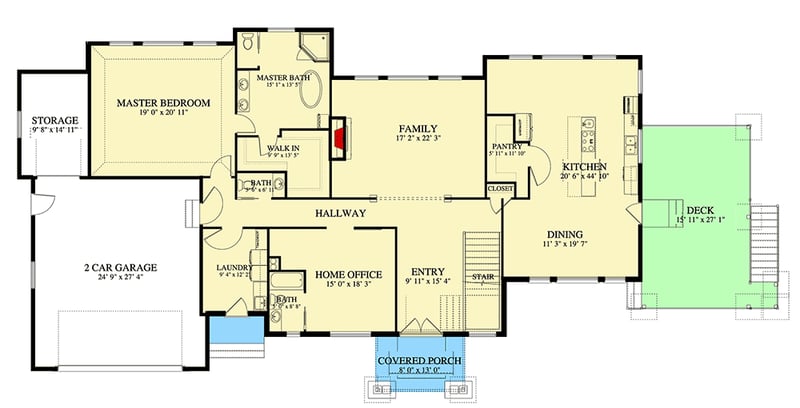 Plan 61324UT: Beautiful One-Level House Plan with Grand Finished Basement - Floor Plan - Main Level - Ranch, Traditional