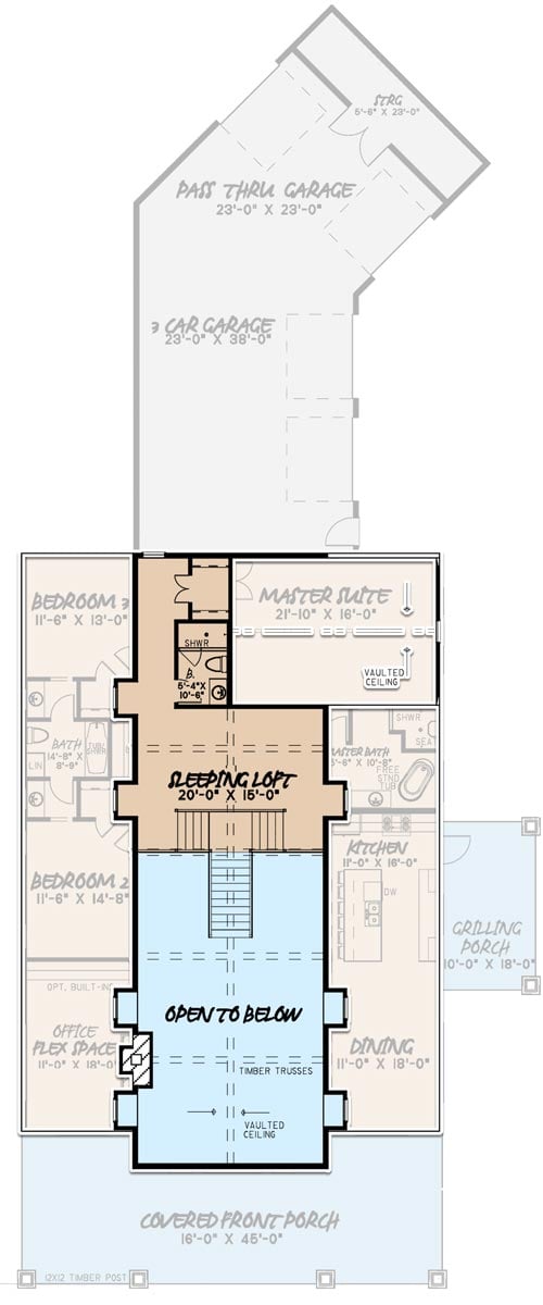 Plan 70618MK: Striking Modern Farmhouse Plan with Sleeping Loft - Floor Plan - 2nd Floor - Barndominium, Country, Farmhouse, Modern Farmhouse, Mountain, Rustic