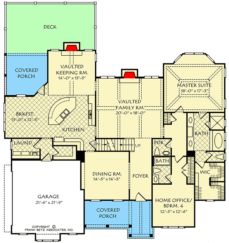 Plan 710123BTZ: Traditional House Plan with Vaulted Keeping Room - Floor Plan - Main Level - Southern, Traditional