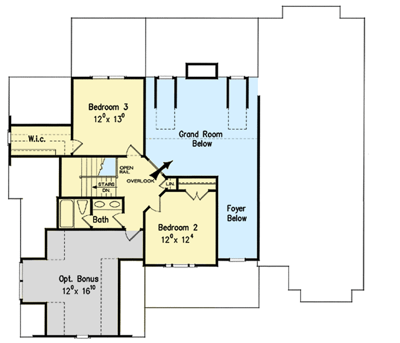 Plan 710148BTZ: 4-Bed House Plan with Vaulted Grand Room - Floor Plan - 2nd Floor - Southern, Traditional