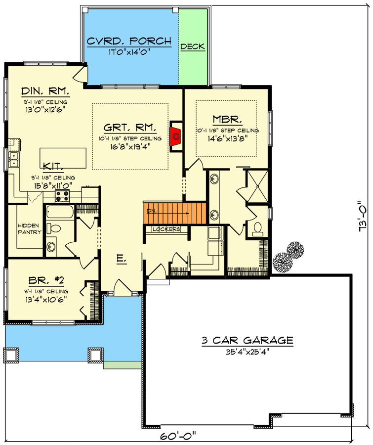 Plan 890100AH: Traditional Ranch Home Plan with Huge Hidden Pantry - Floor Plan - Main Level - Craftsman, Northwest, Ranch