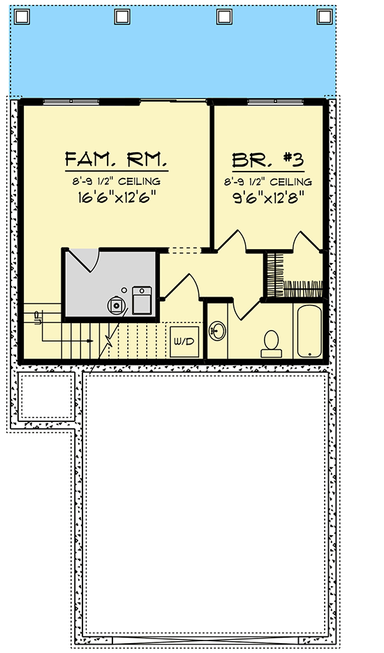 Plan 890102AH: 3-Bed Traditional House Plan Ideal for Narrow Lot - Floor Plan - Lower Level - Craftsman, Mountain, Northwest