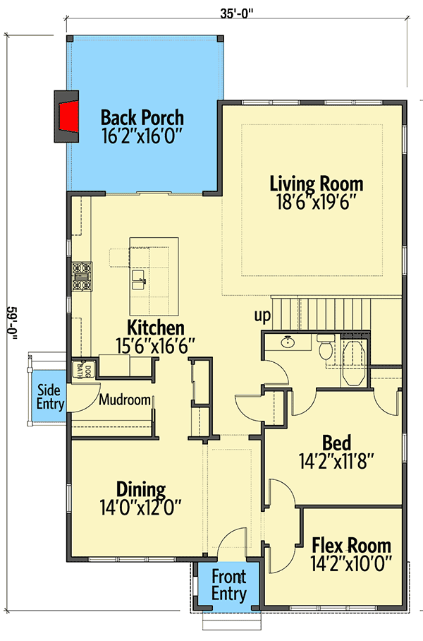 Plan 50169PH: Fabulous 4-Bedroom House Plan with Second-Level Master Bed - Floor Plan - Main Level - European, French Country, Southern