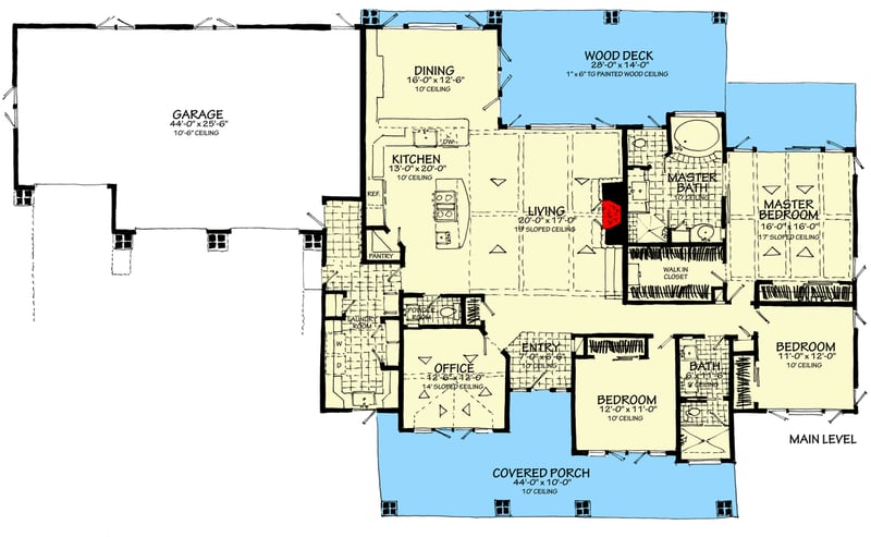 Plan 12962KN: Stunning 3-Bed Home Plan with Dramatic Rear Elevation - Floor Plan - Optional 3-Car Front Facing Garage - No Basement - Country, Farmhouse, Mountain, Ranch, Rustic, Vacation