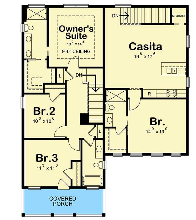 Plan 42581DB: Multi-Generational Beach House Plan with Attached Casita - Floor Plan - 2nd Floor - Coastal, Country, Southern