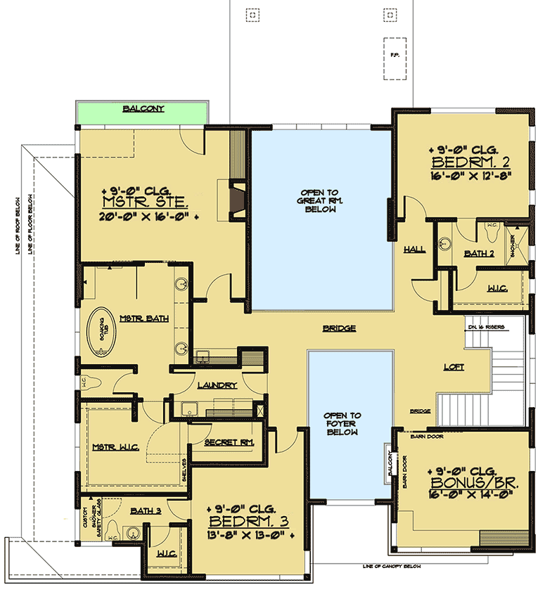 Plan 666050RAF: Sprawling Contemporary House Plan with Ample Outdoor Space - Floor Plan - 2nd Floor - Contemporary, Modern, Northwest, Prairie