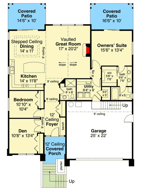 Plan 72925DA: Ranch Home Plan with Below-Grade Garage - Floor Plan - Main Level - Northwest, Ranch