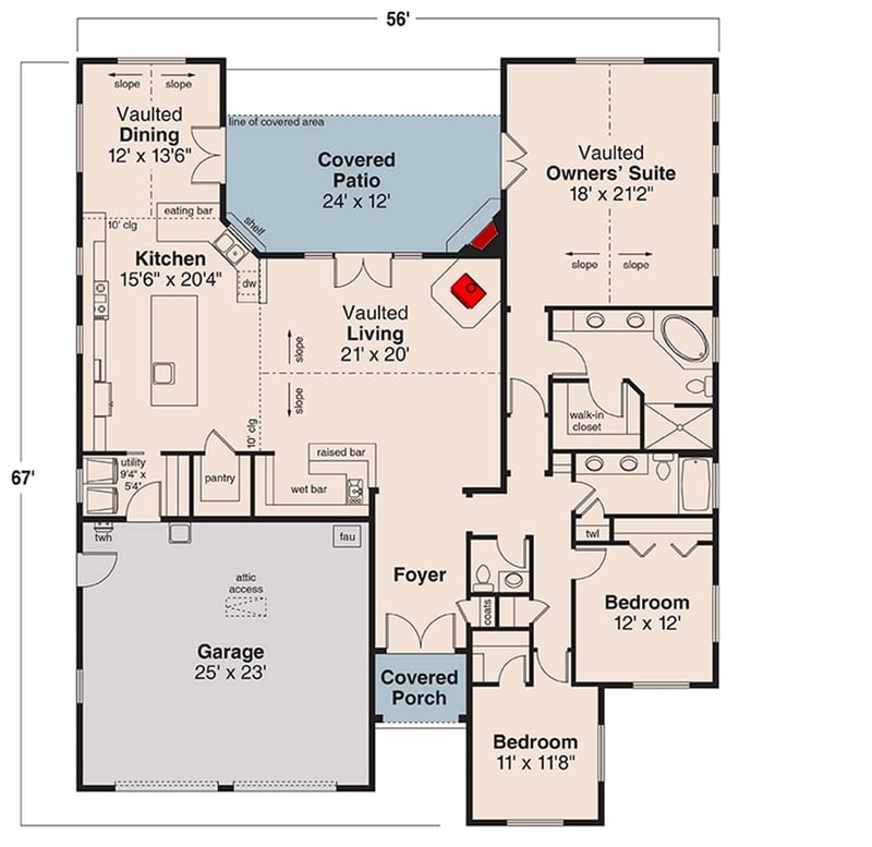 Plan 72931DA: Midsize Single-Story 3-Bed House Plan - Floor Plan - Main Level - Traditional