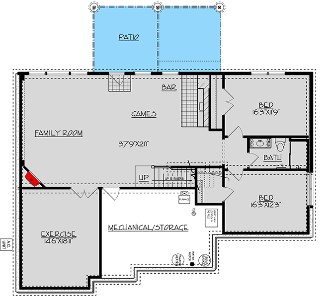 Plan 73421HS: Exclusive New American House Plan with Sunroom and Optional Finished Lower Level - Floor Plan - Lower Level - Country, Craftsman, New American, Northwest
