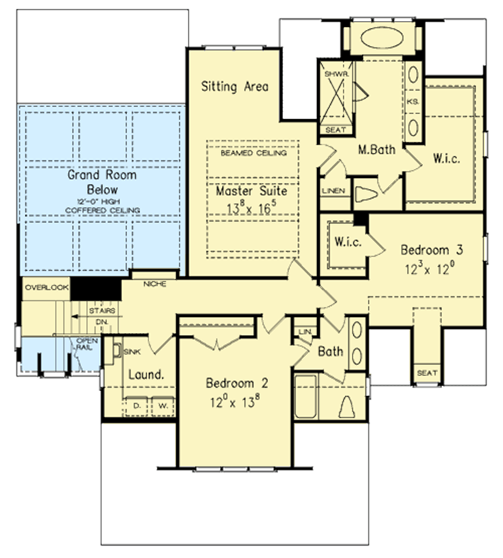 Plan 710173BTZ: 4-Bed Cottage with Grand Room Overlook - Floor Plan - 2nd Floor - Cape Cod, Cottage, Country