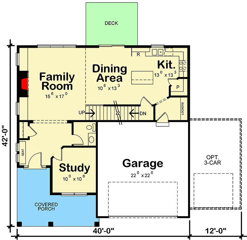 Plan 42588DB: Darling Craftsman House Plan with Second-Level Bedrooms - Floor Plan - Main Level - Craftsman, New American, Northwest