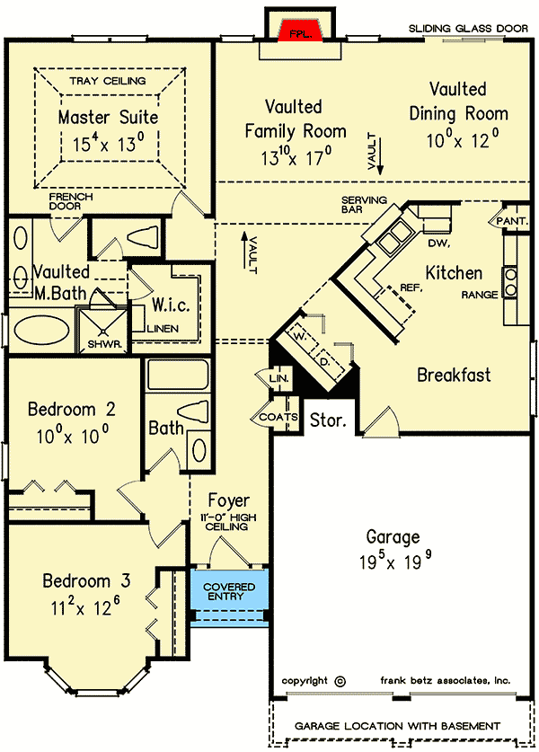 Plan 710187BTZ: One-Story House Plan with Elegant Brick Exterior - Floor Plan - Main Level - Southern, Traditional