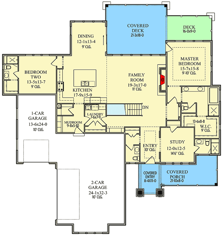 Plan 95074RW: Texture-Rich Ranch Home Plan with Optional Walk-out Basement - Floor Plan - Main Level - Mid Century Modern, Mountain, New American, Prairie, Ranch