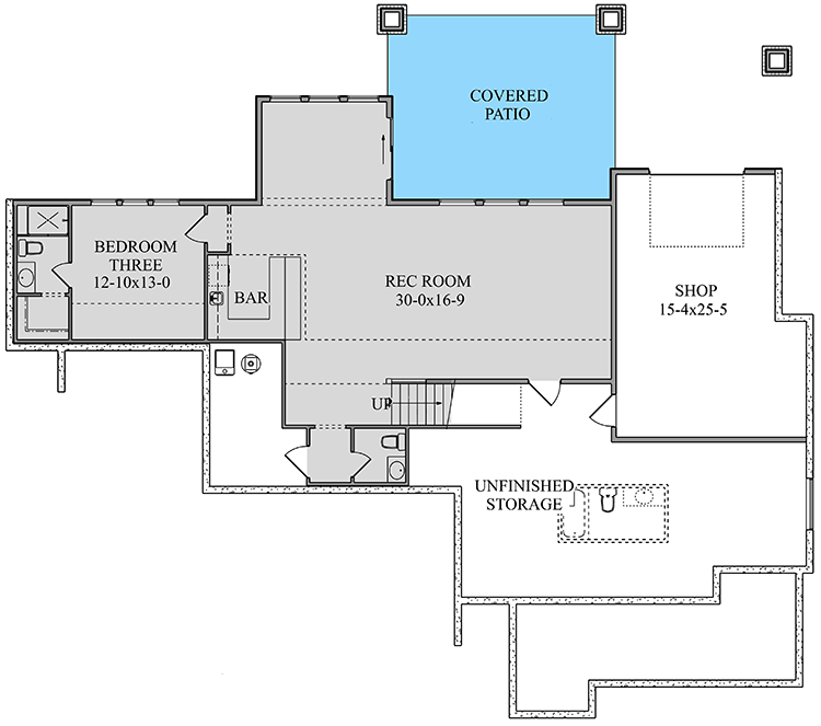 Plan 95074RW: Texture-Rich Ranch Home Plan with Optional Walk-out Basement - Floor Plan - Optional Lower Level - Mid Century Modern, Mountain, New American, Prairie, Ranch