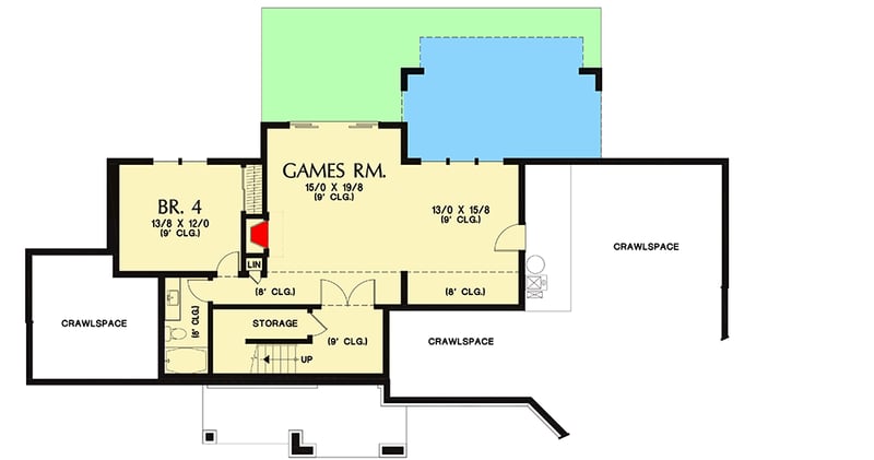 Plan 69730AM: Split Bedroom Craftsman House Plan on Walkout Basement - Floor Plan - Lower Level - Country, Craftsman, Mountain, Ranch, Rustic