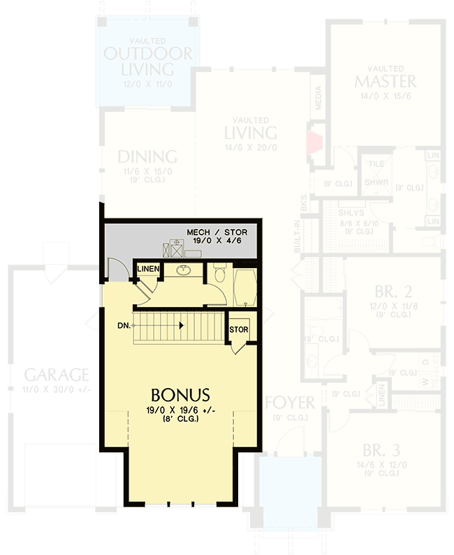 Plan 69728AM: Craftsman Ranch Home Plan with Bonus Room and Two Master Suites - 2498 Sq Ft - Floor Plan - Bonus - Country, Craftsman, Mountain, New American, Northwest