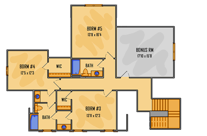 Plan 510080WDY: Two-Story Country House Plan with Large Screened Porch - Floor Plan - 2nd Floor - Acadian, Country, Farmhouse, Louisiana-Style, New American, Southern