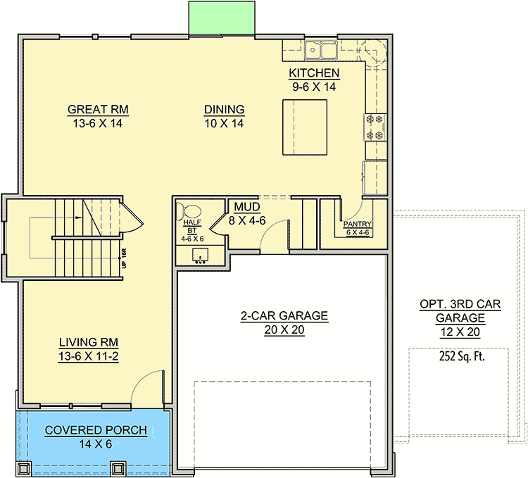 Plan 370008SEN: Two-Story Craftsman with Optional Lower Level - Floor Plan - Main Level - Country, Craftsman, Northwest