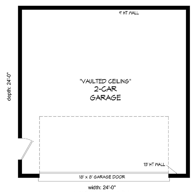 Plan 68594VR: 2-Car Garage with Expanded Footprint  - Floor Plan - Main Level