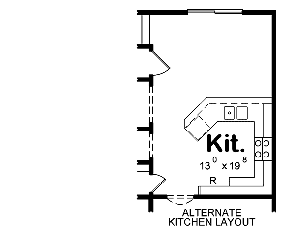 Plan 42599DB: Option-Filled Starter Craftsman Home Plan - 1518 Sq Ft - Floor Plan - Optional Kitchen Layout - Craftsman, Traditional