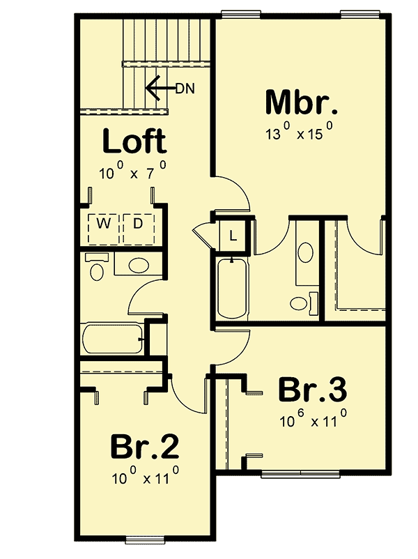 Plan 42599DB: Option-Filled Starter Craftsman Home Plan - 1518 Sq Ft - Floor Plan - 2nd Floor - Craftsman, Traditional