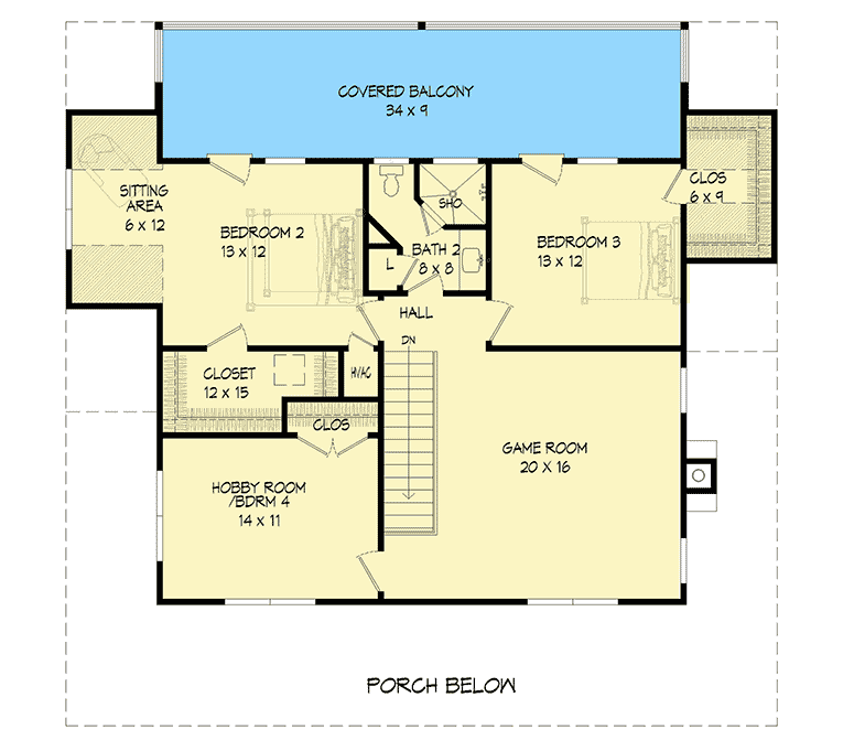 Plan 68609VR: Two-Story Country Home Plan with Plenty of Outdoor Living Space - Floor Plan - 2nd Floor - Country, Southern, Traditional