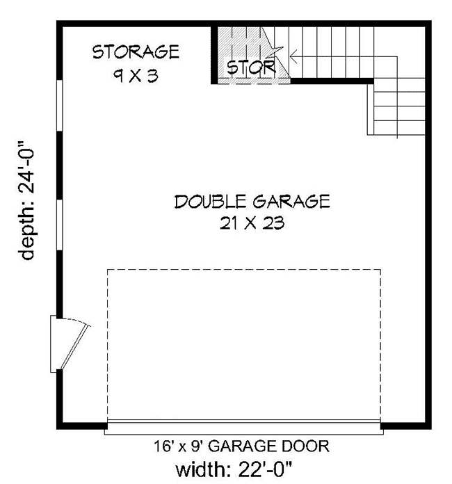Plan 68612VR: Detached 2-Car Garage with Storage Loft - Floor Plan - Main Level